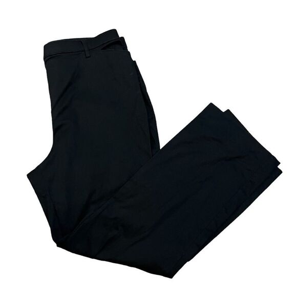 HAGGAR Black Wide Leg Cotton High Waist Dress Pant Trouser 16 - Picture 1 of 9